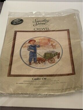 Vintage Candamar Coolin’ Off Crewel Kit Lee Dubin Lil Peddler #40214